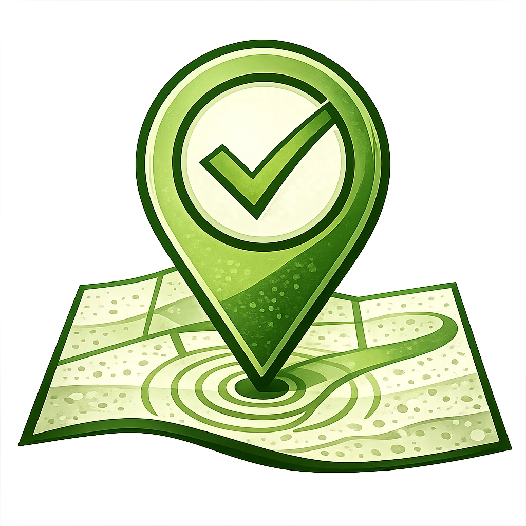 Green location pin on folded map