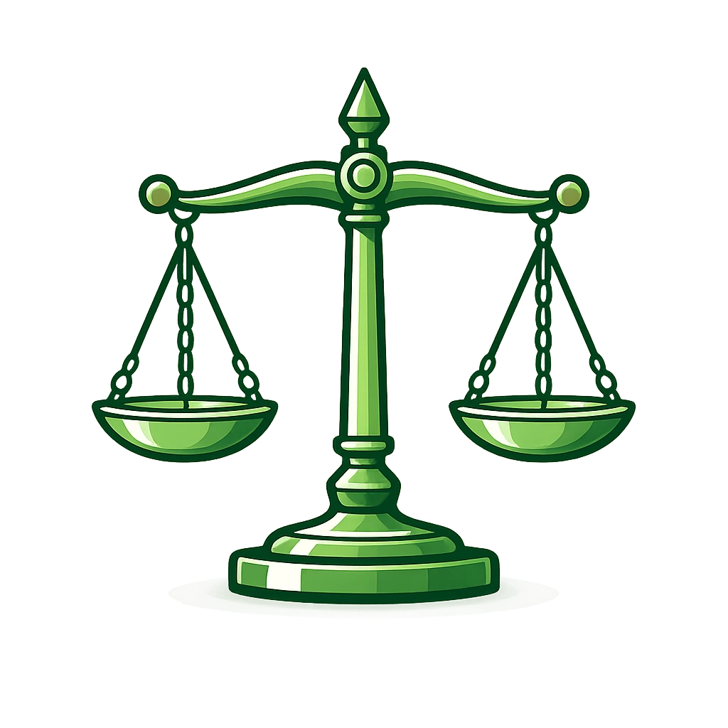 green scales of justice illustration